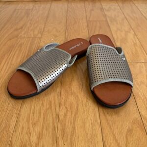Volcom Slides Sandals Women's US 7 EU 38 Silver Perforated Slip On Shoes